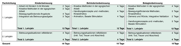 ÜK-Kursübersicht Fachfrau/Fachmann Betreuung (FaBe) 2-jährige Grundbildung